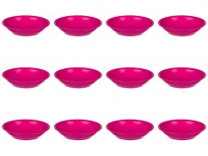 Set farfurii 12 piese, farfurii adanci, plastic, fucsia, diametru 18 cm