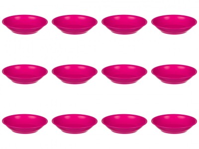 Set farfurii 12 piese, farfurii adanci, plastic, fucsia, diametru 18 cm foto