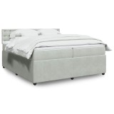 VidaXL Pat box spring cu saltea, gri deschis, 200x200 cm, catifea