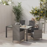 vidaXL Set mobilier de exterior cu perne, 5 piese, gri, poliratan 3094875