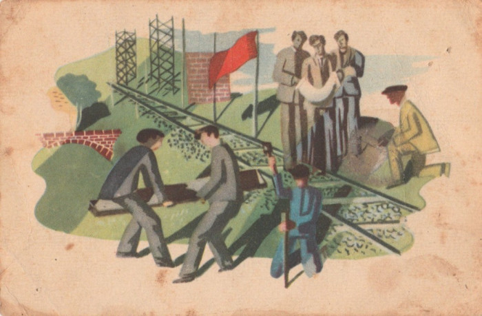 1948 Brigadieri - Carte postala propaganda, ilustrata scrisa dar necirculata