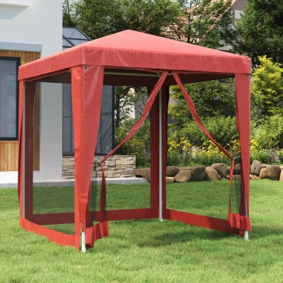 vidaXL Cort de petrecere cu 4 pereți din plasă, roșu, 2x2 m, HDPE foto