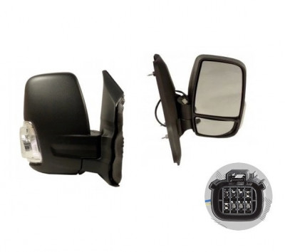 Oglinda usa exterioara Ford Transit/Tourneo, 01.2014-, partea Dreapta, ajustabil manual; textil; scurt; sticla convexa; geam cromat; cu semnalizator foto