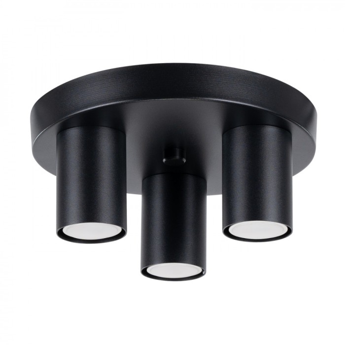 Lustră De Tavan Lagos Negru Oțel 3 Becuri Tub Modern De Interior