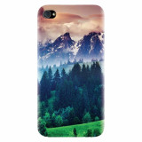 Husa silicon pentru Apple Iphone 4 / 4S, Forest Hills Snowy Mountains And Sunset Clouds