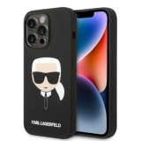Husa pentru iPhone 14 Pro - Karl Lagerfeld Silicone MagSafe (KLHMP14LSLKHBK) - Karl`s Head