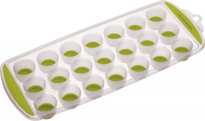 Tava pentru cuburi de gheata, silicon/plastic, 21 cuburi, verde,COLOURWORKS foto