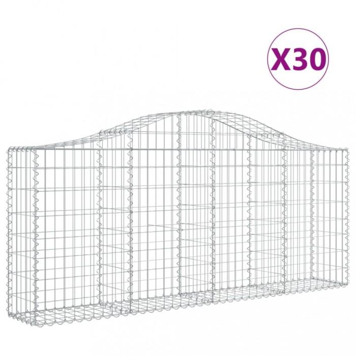 Cosuri gabion arcuite 30 buc, 200x30x80/100 cm, fier galvanizat