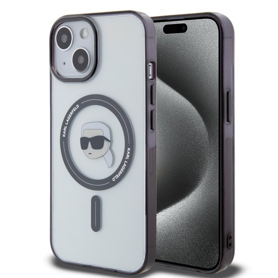 Husa pentru iPhone 15 / iPhone 14 / iPhone 13 - Karl Lagerfeld IML MagSafe (KLHMP15SHKHNOTK) - Transparent Karl`s Head