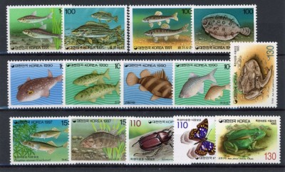 COREA DE SUD-FAUNA-Lot de 13 timbre nestampilate MNH foto