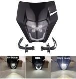 Cumpara ieftin Carena si far LED fata pentru motociclete, Negru, cu faza scurta si lunga , Model universal pentru ENDURO Trail Streetfighter