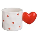 Cana Ceramica Decorativa Albă cu Maner Inima 3D, CMCLASS