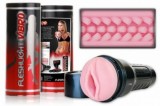 Fleshlight LADY TOUCH Masturbator Vagin cu Vibratii, Silicon Superskin Roz, 25.4 cm + 3 Mini Vibratoare LR44
