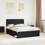 vidaXL Cadru de pat cu headboard Negru 140 x 200 cm Lemn de pin masiv 3412480