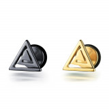 Dop fals de ureche, din oțel 316L &ndash; triunghi cu crestătură &icirc;n spirală, diferite variante - Culoare: Negru