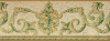 Bordura decorativa clasica, crem, verde, cu sclipici F19004