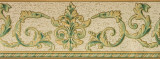 Bordura decorativa clasica, crem, verde, cu sclipici F19004