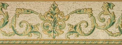 Bordura decorativa clasica, crem, verde, cu sclipici F19004 foto