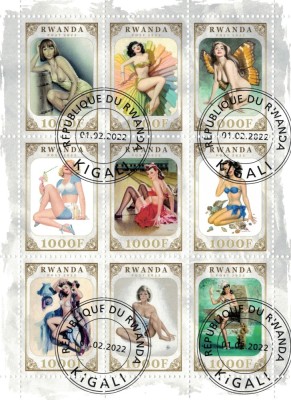 RWANDA 2022 - Arta grafica, modele pin-up (3) /serie completa foto