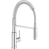 Baterie bucatarie, Chrome, Get, 1/2, monocomanda, pipa inalta, dus extractabil, cartus ceramic, pivotanta, anti-calcar, crom