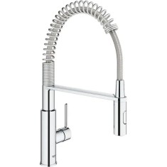 Baterie bucatarie, Chrome, Get, 1/2, monocomanda, pipa inalta, dus extractabil, cartus ceramic, pivotanta, anti-calcar, crom