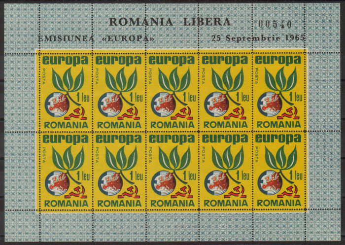 Romania Exil 1965 Emisiunea a XL-a EUROPA minicoala dantelata