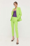 Morgan pantaloni femei, culoarea verde, fason tigareta, medium waist