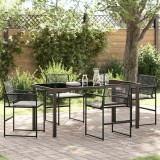 VidaXL Set de masă pentru grădină 5 pcs Negru Rattan poli