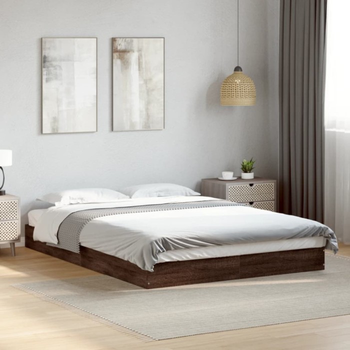 vidaXL Cadru pat fără saltea stejar maro 140x200 cm lemn prelucrat