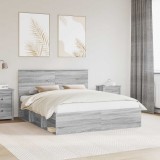 vidaXL Cadru de pat Gri Sonoma 160 x 200 cm Lemn de pin masiv 3410988