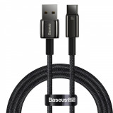 Cablu Baseus Tungsten Gold USB-A - USB-C 480Mb/s 100W 1m Negru (CAWJ000001)