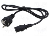 Cablu 3x0,75mm2 CEE 7/7 cu mufă IEC C13 mamă PVC 1,2m POS