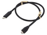 Cablu USB 2.0 USB B Micro la USB C 0,5m Negru 480Mbps, Logilink