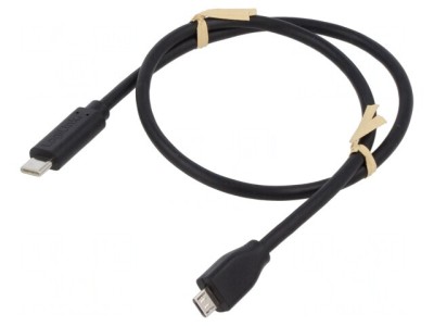 Cablu USB 2.0 USB B Micro la USB C 1m Negru 480Mbps foto