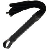 DARKNESS - BLACK BONDAGE WHIP WITH LEATHER HANDLE, DARKNESS SENSATIONS