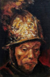 Cumpara ieftin P6. Tablou miniatura - Soldatul cu coiful de aur - reinterpretare dupa Rembrandt