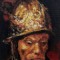 P6. Tablou miniatura - Soldatul cu coiful de aur - reinterpretare dupa Rembrandt