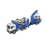 Jucarie camion de tractare 50 cm cu platforma, sunete, lumini si 2 masinute, Oem