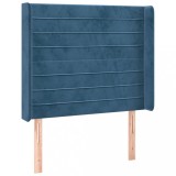 Cumpara ieftin Tablie pat cu urechi albastru inchis 103x16x118/128 cm catifea