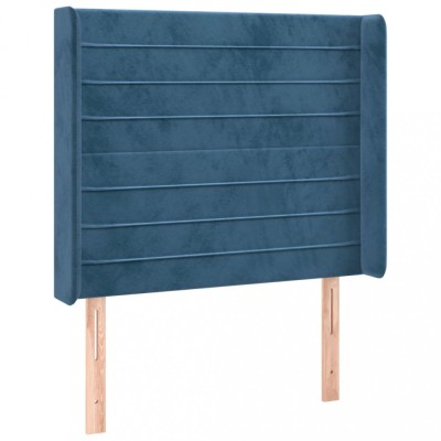 Tablie pat cu urechi albastru inchis 103x16x118/128 cm catifea foto