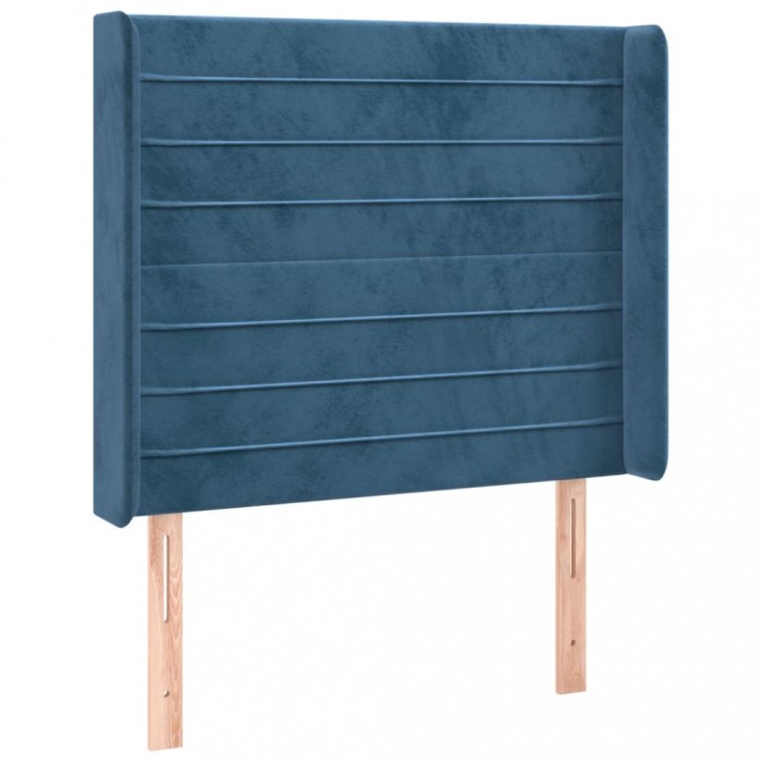 Tablie pat cu urechi albastru inchis 103x16x118/128 cm catifea