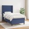 Pat box spring cu saltea, albastru, 90x200 cm, textil