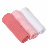 Cumpara ieftin Set 3 Păturici Muselină Roz Clevamama Bambus Bumbac 70x70 cm Bebeluși Antibacteriene Respirabile Imprimeuri Diverse