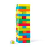 Cumpara ieftin Joc de indemanare din lemn, Turn de echilibru cu piese colorate, Woodyland, 54 piese