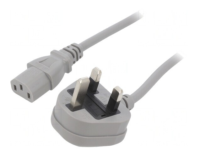 Cablu Alimentare 2m Gri 3x0.75mm2 BS 1363 la IEC C13