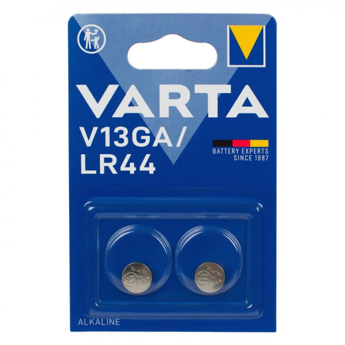 Baterii Alkaline Varta V13GA/LR44, Capacitate 1.5V, Set 2 Bucăți