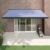 Cumpara ieftin Copertină retractabilă albastru/alb, 4x3 m, textil/aluminiu