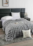Cumpara ieftin Patura cocolino de lux din blana artificala de iepure 200x230cm,gri deschis-F091