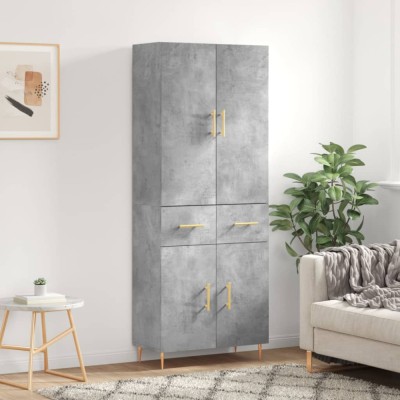 vidaXL Dulap &amp;icirc;nalt, gri beton, 69,5x34x180, lemn compozit foto