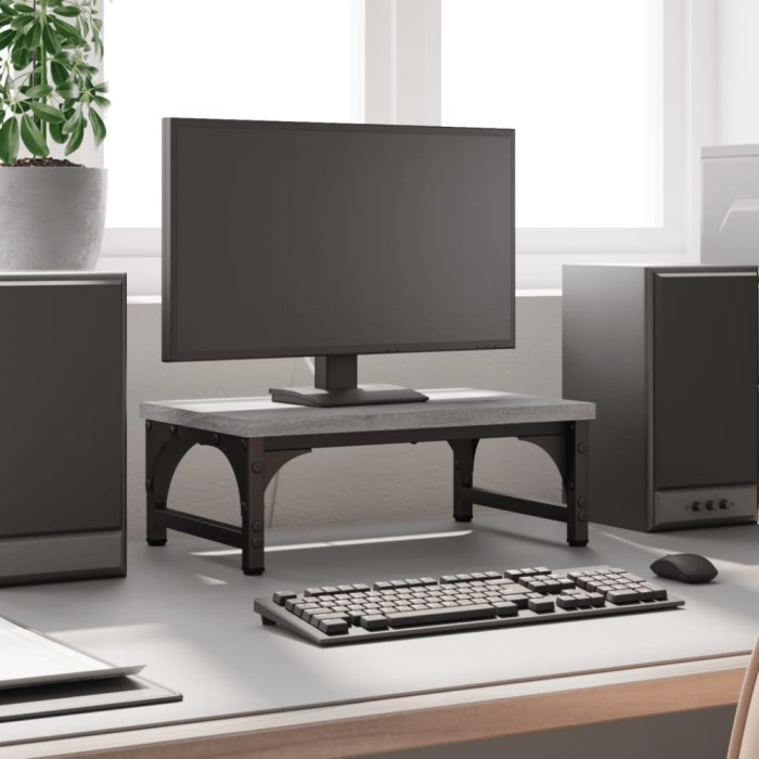 Suport pentru monitor, gri sonoma, 37x23x14 cm, lemn compozit